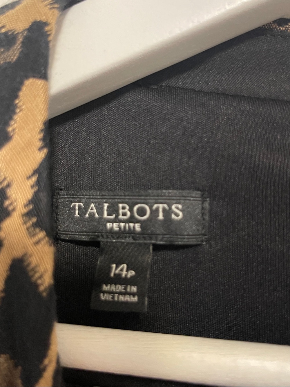 Talbots Black Long-Sleeve Shift Dress with Leopard Print Trim - Picture 7 of 12